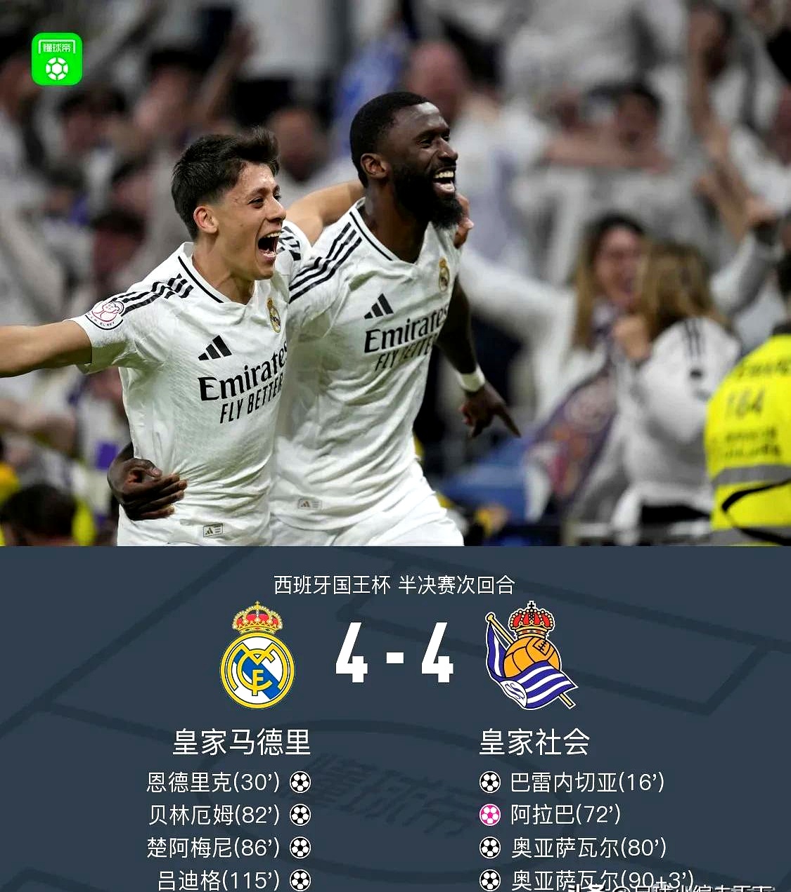 皇家马德里逆转阿贾克斯，晋级四强